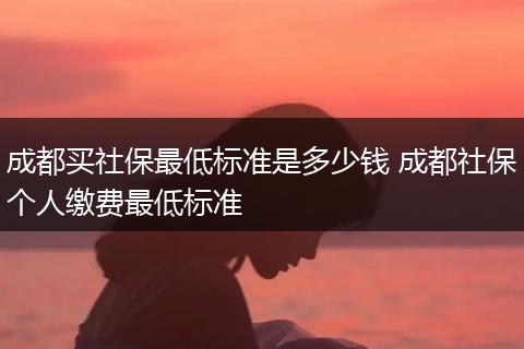 成都买社保最低标准是多少钱 成都社保个人缴费最低标准