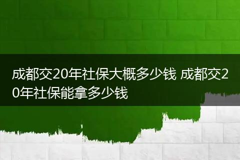 成都交20年社保大概多少钱 成都交20年社保能拿多少钱