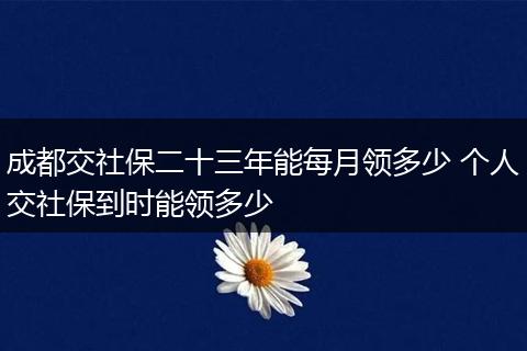 成都交社保二十三年能每月领多少 个人交社保到时能领多少