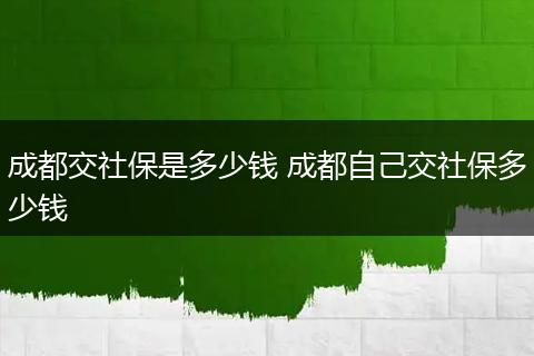成都交社保是多少钱 成都自己交社保多少钱