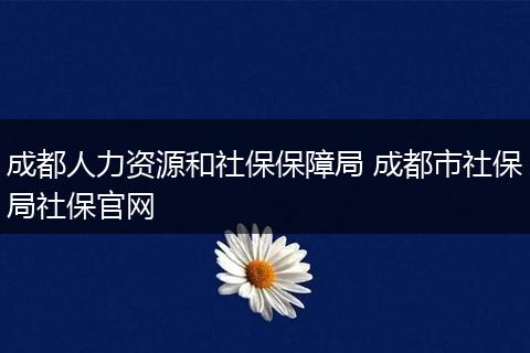 成都人力资源和社保保障局 成都市社保局社保官网