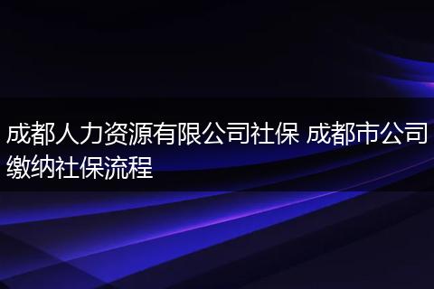 成都人力资源有限公司社保 成都市公司缴纳社保流程