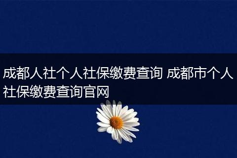 成都人社个人社保缴费查询 成都市个人社保缴费查询官网
