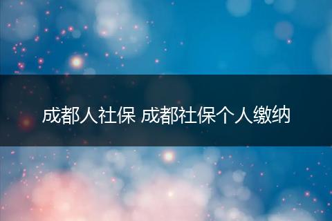 成都人社保 成都社保个人缴纳