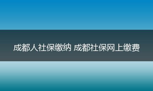成都人社保缴纳 成都社保网上缴费