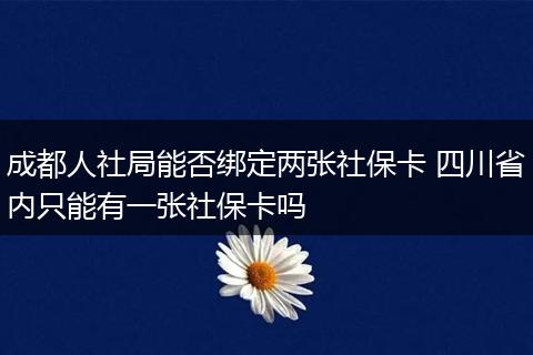成都人社局能否绑定两张社保卡 四川省内只能有一张社保卡吗