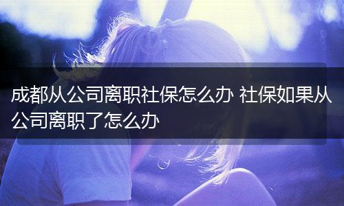成都从公司离职社保怎么办 社保如果从公司离职了怎么办