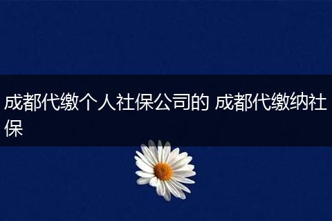 成都代缴个人社保公司的 成都代缴纳社保
