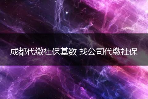 成都代缴社保基数 找公司代缴社保