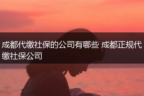 成都代缴社保的公司有哪些 成都正规代缴社保公司