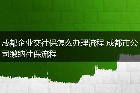 成都企业交社保怎么办理流程 成都市公司缴纳社保流程