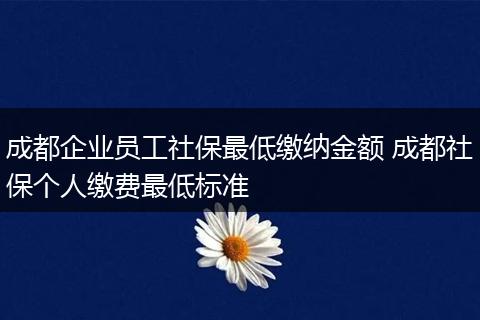 成都企业员工社保最低缴纳金额 成都社保个人缴费最低标准