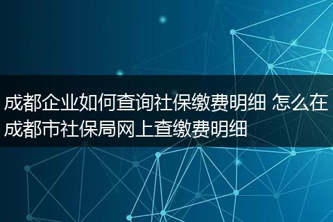 成都企业如何查询社保缴费明细 怎么在成都市社保局网上查缴费明细