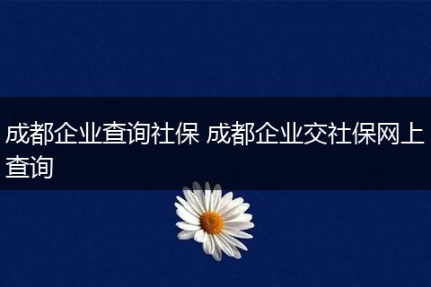 成都企业查询社保 成都企业交社保网上查询