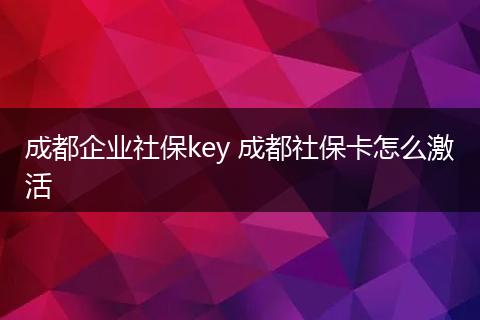 成都企业社保key 成都社保卡怎么激活