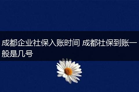 成都企业社保入账时间 成都社保到账一般是几号