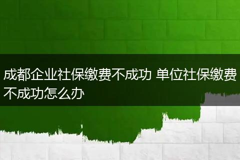 成都企业社保缴费不成功 单位社保缴费不成功怎么办