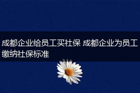 成都企业给员工买社保 成都企业为员工缴纳社保标准