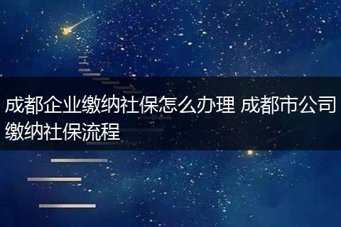 成都企业缴纳社保怎么办理 成都市公司缴纳社保流程
