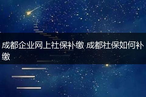 成都企业网上社保补缴 成都社保如何补缴