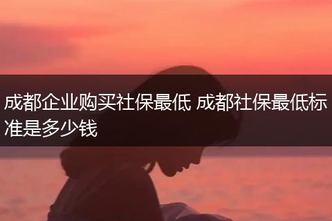 成都企业购买社保最低 成都社保最低标准是多少钱