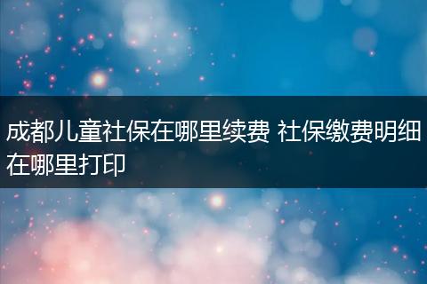 成都儿童社保在哪里续费 社保缴费明细在哪里打印