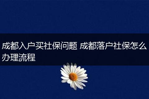 成都入户买社保问题 成都落户社保怎么办理流程