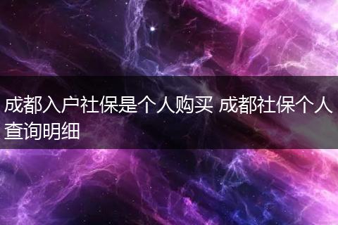 成都入户社保是个人购买 成都社保个人查询明细
