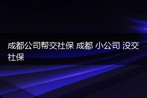 成都公司帮交社保 成都 小公司 没交社保