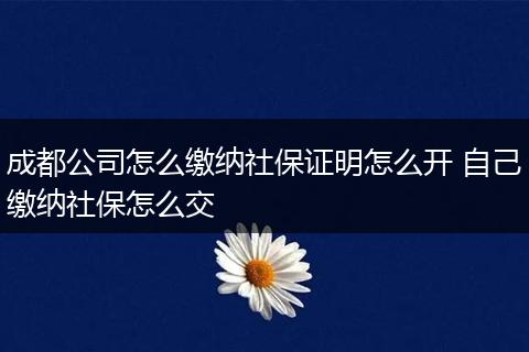 成都公司怎么缴纳社保证明怎么开 自己缴纳社保怎么交