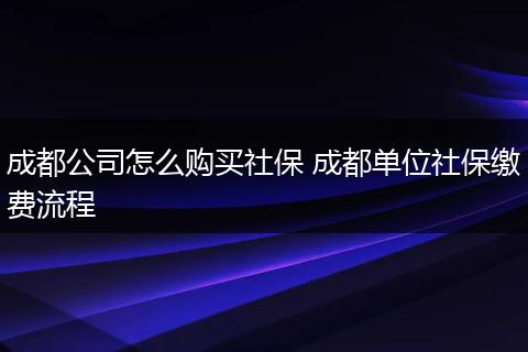 成都公司怎么购买社保 成都单位社保缴费流程