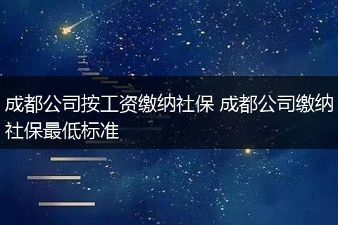 成都公司按工资缴纳社保 成都公司缴纳社保最低标准