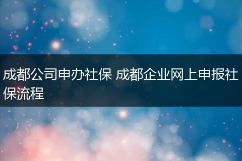 成都公司申办社保 成都企业网上申报社保流程
