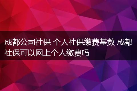 成都公司社保 个人社保缴费基数 成都社保可以网上个人缴费吗