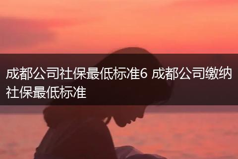 成都公司社保最低标准6 成都公司缴纳社保最低标准