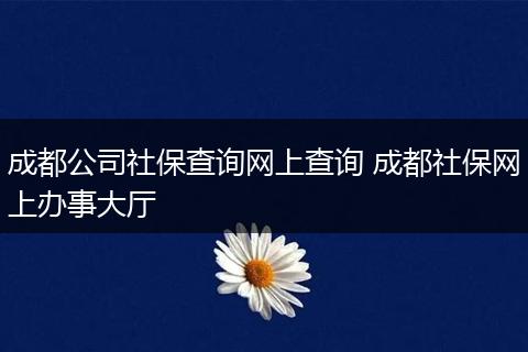 成都公司社保查询网上查询 成都社保网上办事大厅