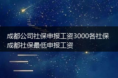 成都公司社保申报工资3000各社保 成都社保最低申报工资