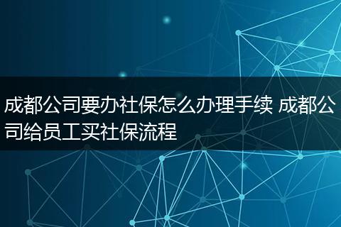 成都公司要办社保怎么办理手续 成都公司给员工买社保流程
