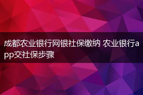 成都农业银行网银社保缴纳 农业银行app交社保步骤