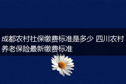 成都农村社保缴费标准是多少 四川农村养老保险最新缴费标准