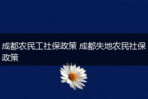 成都农民工社保政策 成都失地农民社保政策