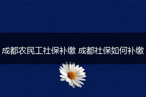 成都农民工社保补缴 成都社保如何补缴
