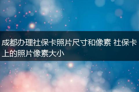 成都办理社保卡照片尺寸和像素 社保卡上的照片像素大小