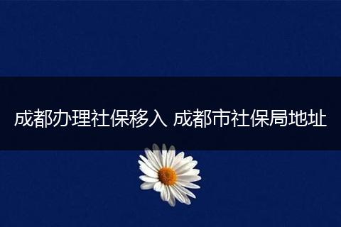 成都办理社保移入 成都市社保局地址