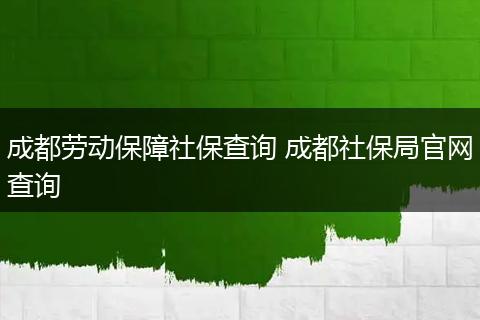 成都劳动保障社保查询 成都社保局官网查询