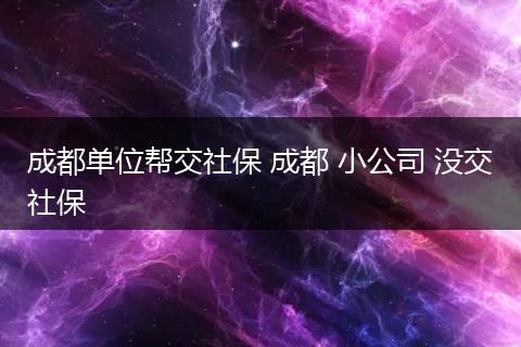 成都单位帮交社保 成都 小公司 没交社保