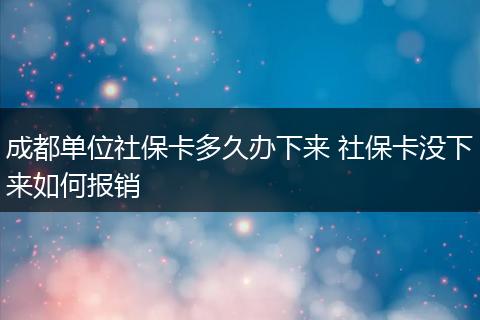 成都单位社保卡多久办下来 社保卡没下来如何报销