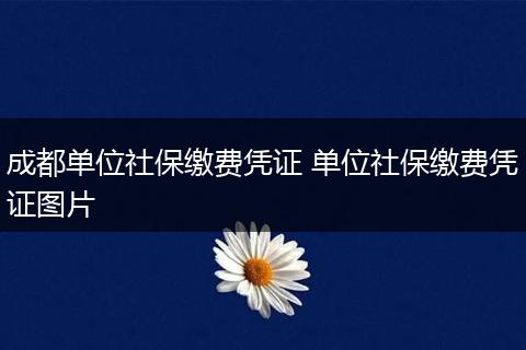成都单位社保缴费凭证 单位社保缴费凭证图片