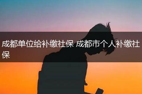 成都单位给补缴社保 成都市个人补缴社保