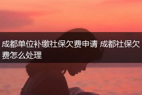 成都单位补缴社保欠费申请 成都社保欠费怎么处理